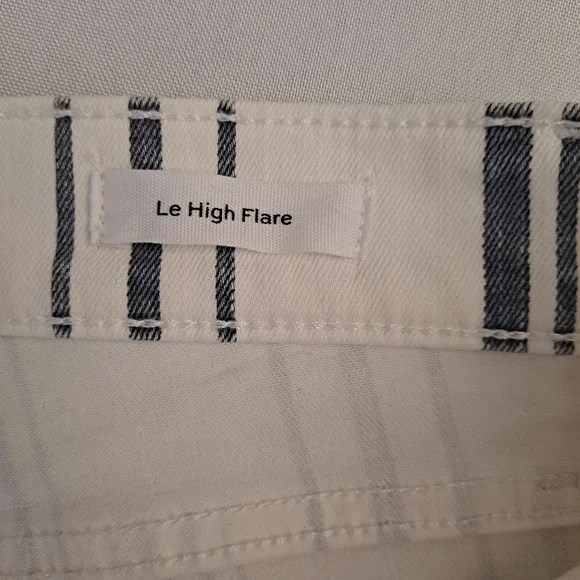 Frame Denim Ivory and Navy Striped Wide Leg Jeans - Picture 7 of 12